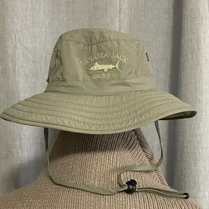 Panama Jack Khaki Bucket Hat Chin Strap Safari Fishing Outdoor Sun Hat